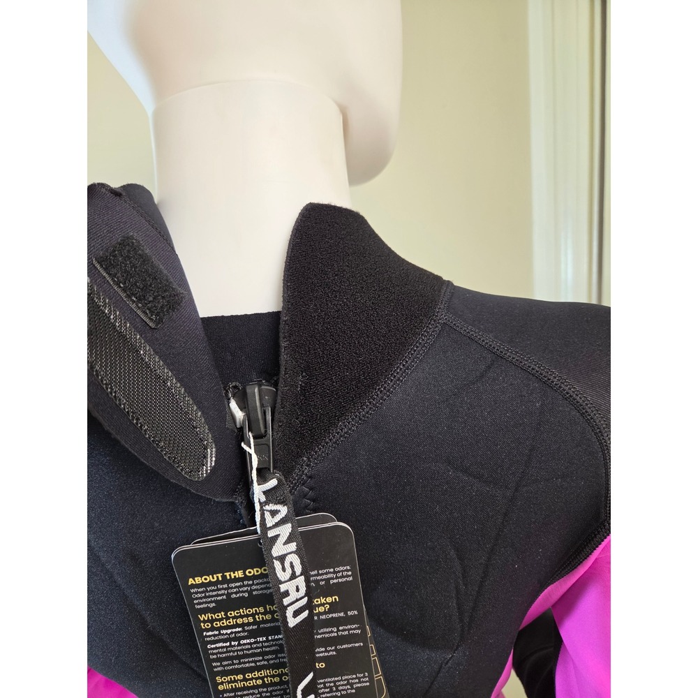 Lansru Womens 3mm Neoprene Full Body Wetsuit Black Pink Scuba Diving Surfing NWT - Picture 14 of 16